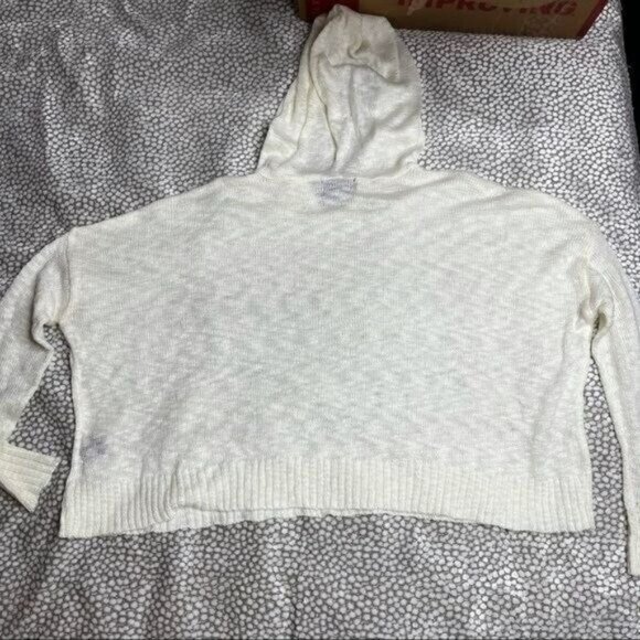Cream Ivory Knit Hoodie Ft Dolman Sleeve Size S - Picture 6 of 10